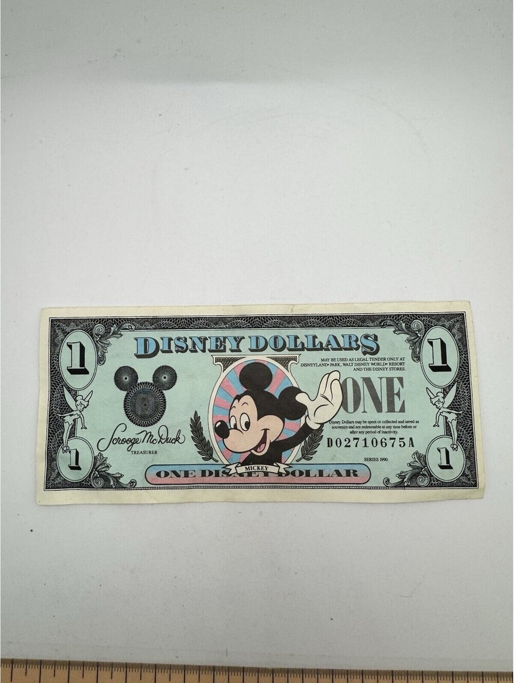 1990 SERIES Walt Disney World $1 ONE DOLLAR MICKEY MOUSE CASTLE